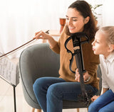 New Vangoa Silent Electric Solid Wood Metallic Black Violin Full Size 4/4, Ebony Fittings, Beginner Kit for Adults Teens, includes manual & hard case