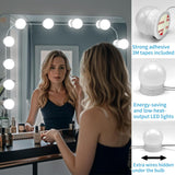 New LED Vanity Mirror Lights with 12 Stick On Dimmable Bulbs, 3000K 4500K 6500K & 10 Brightness Levels Adjustable, Plug in USB Cable, Hollywood Style Mirror Lights for Makeup Desk Bathroom Dressing Room
