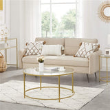 New in box! VASAGLE 35.4" Diameter Gold Steel Frame with 6mm thick Tempered Glass Top Round Coffee Table Retails $199+