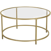 New in box! VASAGLE 35.4" Diameter Gold Steel Frame with 6mm thick Tempered Glass Top Round Coffee Table Retails $199+