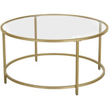 New in box! VASAGLE 35.4" Diameter Gold Steel Frame with 6mm thick Tempered Glass Top Round Coffee Table Retails $199+