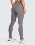 New vdbm YOGA Women's Light-Fleece Workout Leggings - High Waisted Warm Matte Brushed Tights Pants with Pockets, Grey, Sz M