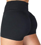 New VECVOC Womens Scrunch Booty Shorts High Waist Butt Lifting Workout Shorts, Black, Sz S!
