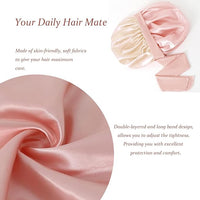 NEW Retails $50 Velanico Hair Bonnet, Silk Satin Hair Bonnet Sleeping Cap for Women, Soft and Comfortable Curly Hair Wrap Bonnet, PINK