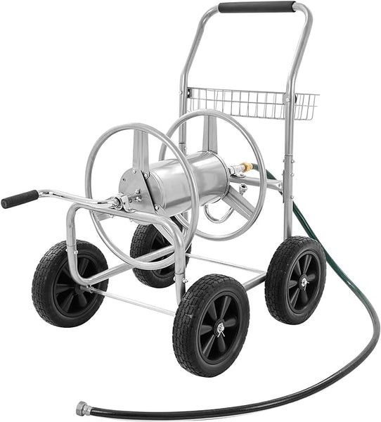 New VEVOR Hose Reel Cart, Hold Up to 250 ft of 5/8’’ Hose, Garden Water Hose Carts Mobile Tools with 4 Wheels, Heavy Duty Powder-Coated Steel Outdoor Planting with Storage Basket, for Garden, Yard, Lawn! Retails $220+