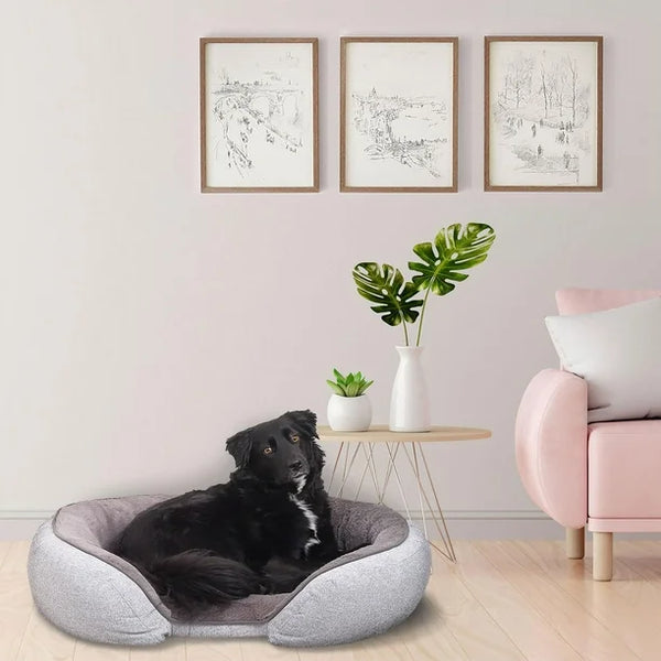 New Vibrant Life 38in Orthopedic Oval Lounger Dog Bed in Grey! Retails $70+