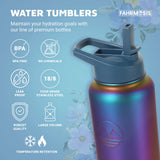 New Retails $47+ FAHRMOSIS 40 Oz Insulated Stainless Steel Water Bottle With Straw and Carrying Case - Violet Chrome