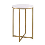 New in box! Walker Edison Faux Marble Side Table (Gold) Retails $197+