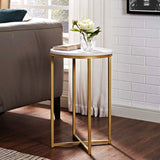 New in box! Walker Edison Faux Marble Side Table (Gold) Retails $197+