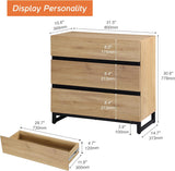 Retails $299+ New ASSEMBLED Oak WAMPAT Chest of Drawers for Bedroom, Hallway, Living Room, Entryway, Dining, Closet Organizers and Storage with 3 Drawers with Metal Base, Modern Wood Dresser Light Oak