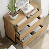 Retails $299+ New ASSEMBLED Oak WAMPAT Chest of Drawers for Bedroom, Hallway, Living Room, Entryway, Dining, Closet Organizers and Storage with 3 Drawers with Metal Base, Modern Wood Dresser Light Oak