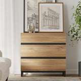 Retails $299+ New ASSEMBLED Oak WAMPAT Chest of Drawers for Bedroom, Hallway, Living Room, Entryway, Dining, Closet Organizers and Storage with 3 Drawers with Metal Base, Modern Wood Dresser Light Oak