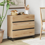 Retails $299+ New ASSEMBLED Oak WAMPAT Chest of Drawers for Bedroom, Hallway, Living Room, Entryway, Dining, Closet Organizers and Storage with 3 Drawers with Metal Base, Modern Wood Dresser Light Oak