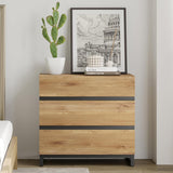 Retails $299+ New ASSEMBLED Oak WAMPAT Chest of Drawers for Bedroom, Hallway, Living Room, Entryway, Dining, Closet Organizers and Storage with 3 Drawers with Metal Base, Modern Wood Dresser Light Oak