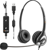 New Wantek USB Headsets with Microphone, Computer Headset with Microphone for Work, Wired USB Headphones in-line Control with Mute for Zoom Skype Webinar Home Office(UC602)