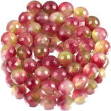 New Natural Crystal Rough Natural Stone Faceted Watermelon Red Jades Chalcedony Beads 63 beads per strands approx 6mm