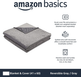 New Amazon Basics Cotton Weighted Blanket and Micromink Cover - 7-Pound, 41" x 60", Grey/Grey, great for ages 4 to Adult