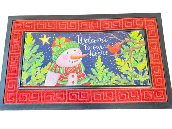 New Welcome To Our Home Winter Theme Rubber back Door Mat, artwork by Joy Hall! 18 inch x 30 inch (Copy)