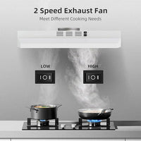 New SNDOAS 30 inch Under Cabinet Range Hood, Ducted/Ductless Convertible Kitchen Hood, Stainless Steel Vent Hood with LED Light,Under Cabinet Hood with 2 Speed Exhaust Fan,White