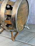 New Unique Barrel Shaped Metal Tabletop Wine Bottle Holder, 10" X 10"
