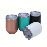 NEW 1pc Wine/Coffee Tumbler, 304 Stainless Steel Beer Mug, Insulated Eggshell Cup, 12oz Drinking Cups, Drinkware Black