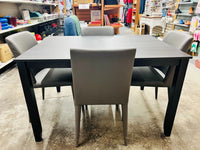 Item has light use! Wayfair Dark Grey Dining Table & 4 Ultra soft faux leather Chairs Grey by Safavieh! Great Quality!