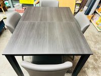 Item has light use! Wayfair Dark Grey Dining Table & 4 Ultra soft faux leather Chairs Grey by Safavieh! Great Quality!