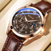 New WOKAI high quality Rose Gold Men's Casual belt quartz watch Men's IRL