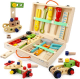 New in box! Aomola 35 Piece Tool Kit for Kids Wooden Tool Box Set with Colorful Tools Pretend Play Toys Gifts for Toddlers Boys Girls Educational Construction Toy