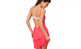 New Women's Spaghetti Strap Backless Wrap Midi Cover Up Dress, One Size, Pink