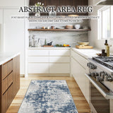 New WTHYGB Runner Rug for Hallway Non-Slip 2x6 ft Abstract Area Rugs Machine Washable Soft Carpet Runner for Bathroom Kitchen Bedroom Entryway Living Room (Grey Blue)