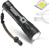 New Retails $40+ XHP50 Rechargeable LED Flashlights High Lumens, Super Bright 9000 Lumens XHP50 Tactical Flashlight, 5 Modes, Zoomable Powerful Handheld Flashlights for Outdoor