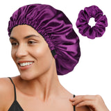 New Retails $45+ Yanibest Reversible Butter Satin Bonnet with Scrunchie, Amethyst Purple, includes elegant gift box!