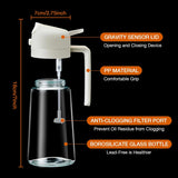 New YARRAMATE Oil Sprayer for Cooking, 2 in 1 Olive Oil Dispenser Bottle for Kitchen, 16oz/470ml Premium Glass Oil Bottle, Food-grade Oil Mister for Air Fryer, Salad, Frying, BBQ (Creamy White)