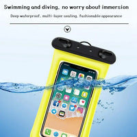 New Universal IPX8 Waterproof Anti Sinking Phone Case Water Proof Bag With Lanyard Fits All Phones Up To 7.5in, also can be used as dry bag for keys, cash, cards etc! Great for Protection & taking underwater pics! Yellow