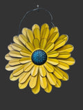 New 3D Metal Flower Wall Art Decoration, 13 Inch! Indoor or Outdoor Wall Sculptures Hanging for Bathroom Living room Bedroom (Yellow)