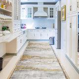 New Retails $70+ TUOJINRUIDA Runner Rug Carpet for Hallway 2' x 10' Anti Skid Floor Mat with Non Slip Grip Back for Kitchen Laundry Room Bedroom Bathroom and Entryway Grey/Yellow
