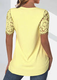New Bright Yellow Lace Short Sleeve V Neck T Shirt Sz 2X! Retails $46+