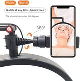 New in box! Professional Retractable Half Moon Free Standing LED Floor Lamp with phone. holder, HD-M2X, 3000k-6000k, 20w, Great for Tattooist, Nail Salon, Spa, Live Streaming & More!! Retails $230+