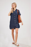 New yoeasy Women's Short Sleeve Denim Shirt Midi Dress Button Down Tunic Jean Dress with Pockets Sz XXL Retails $55+