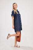 New yoeasy Women's Short Sleeve Denim Shirt Midi Dress Button Down Tunic Jean Dress with Pockets Sz XXL Retails $55+