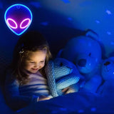 New YouOKLight neon signs for wall decor. alien neon lights signs,led neon signs wall mount USB or battery powered with On/off Switch,light up for home,kids room,children‘s day,pink inside,blue outside.