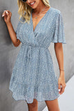New Elegant Ruffle Tunic Dress Long Sleeve V Neck Party Mini Dress Casual Beach Dress Summer Dress Cocktail Dress Sz XXL