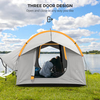 NEW Retails $260, Outsunny 2000mm Waterproof SUV Tent, Car Tent with 3 Doors and Mesh Window, for 5-6 Person Camping Travel, Grey and Orange
