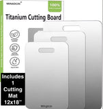 NEW Titanium Cutting Mat for Kitchen, 100% Pure Cut Titanium Cutting Mat, Food Grade Quality, Easy to Clean and Will Not Absorb Odours, Suitable for Kitchen Or Outdoor Camping (12x18")