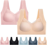 New Zen Chic Bras - Fashion Deep Cup Orthopedic Bras includes 2, Summer Push Up Wireless Bras, Sz 2XL! Includes 1 Beige, 1 Pink