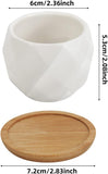 New Set of 12 Succulent Plant Pots, 2.5 inch Circular Pattern Ceramic Planters with Bamboo Tray, Small Succulent Pots Indoor (Planters with trays Only! Plants NOT Included)