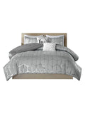 Intelligent Design Raina Metallic Printed 5-Piece Comforter Set - Grey, King - Retails $200+