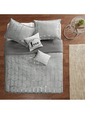 Intelligent Design Raina Metallic Printed 5-Piece Comforter Set - Grey, King - Retails $200+