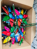 LOT 103-BOX LOT AS IS METAL GARDEN PINWHEELS! GREAT FOR RE-SALE OR TO KEEP!
